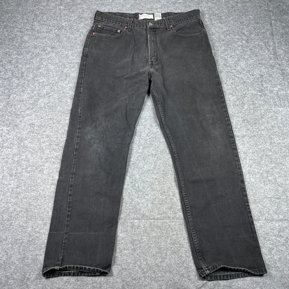 VTG Levis 505 Jeans Mens 38x32 (Fits 36x30) Black Regular Fit Straight Denim Y2K